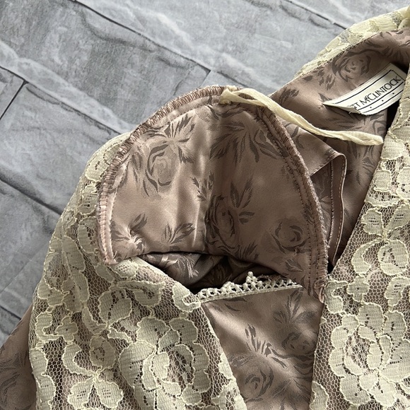 Vintage Scott McClintock satin floral sleepwear gown - Picture 8 of 12